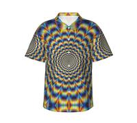Spiral Optical Illusion GIF Men's Hawaiian Shirts Regular-Fit Short-Sleeve Print Shirt Black