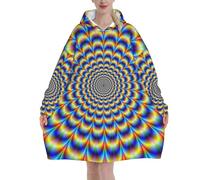 Spiral Optical Illusion Gif Oversized Women's Wearable Blanket Hoodie, Flannel Pullover Blanket, Blanket Sweatshirt