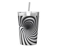 Spiral Optical Illusion GIF Patterned conical Straw Thermos Cup, Insulated Straw Cup, Perfect for Gym use or Taking with You