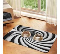 Spiral Optical Illusion GIF Pet Food Mat 17.2x11.81in Absorbent Non-Slip PU Leather Feeding Mat for Dogs Cats Rubber Bottom Fast Drying Rollable Pet Bowl Placemat