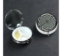 Spiral Optical Illusion GIF Pill Box 3 Compartment Pill Case for Purse or Pocket Small Medicine Organizer with Mirror Travel Pillbox Decorative Metal Vitamin Container Unique Gift