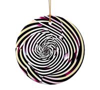 Spiral Optical Illusion Gif Print Ceramic Round Pendant For Travel Ornaments For Home Decor Christmas Ornament