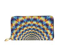 Spiral Optical Illusion GIF Print Leather Wallet for Men, Slim Bifold with Full-Print Design, Secure Zipper Closure, RFID Blocking