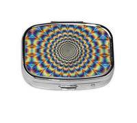 Spiral Optical Illusion GIF Print Pill Box 2 Compartment Medicine Pill Case,Portable for Pocket Or Purse Pill Box Decorative Metal Medicine Organizer