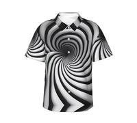 Spiral Optical Illusion GIF Printed Summer Men's Vacation Shirt - Hawaiian Style Short Sleeve Shirt, Size S-3XL, Black, XXL