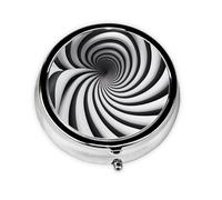 Spiral Optical Illusion GIF Round mini Pill Box, Lightweight and Portable, with 3 Plastic Inserts, Suitable for Carrying in Pockets or Wallets.