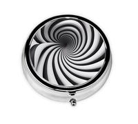 Spiral Optical Illusion GIF Round Pill Box. Portable Daily Medication Organizer, Travel-Friendly Design.
