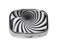 Spiral Optical Illusion GIF Square Pill Box Lightweight and Portable, with 2 Plastic Inserts, Suitable for Carrying in Pockets or Wallets.