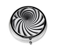 Spiral Optical Illusion GIF Take-Along Pill Box, Portable Round Pill Box, fits in Your Purse Pocket Lightweight 3 Compartment Pill Box,