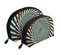 Spiral Optical Illusion Print Shell-Shaped 2-Piece Makeup Bag Set Travel Cosmetic Organiser Stylish Storage for Beauty & Gifts for Women Girls