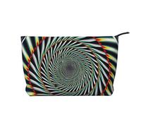 Spiral Optical Illusion Printed Corduroy Makeup Bag for Women Cute Make up Bag Travel Cosmetic Bag with Wristlet