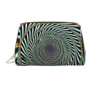 Spiral Optical Illusion Printed Makeup Bag for Women Portable Leather Make up Bag Travel Zipper Cosmetic Bags Organizer
