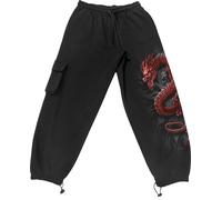 Spiral Oriental Dragon - Casual Cargo Joggers Tracksuit Trousers black L