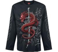 Spiral Oriental Dragon Longsleeve Long-sleeved Top black XXL