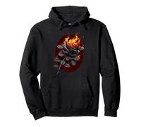 Spiral Original - Flaming Rose - Gothic Rose Pullover Hoodie, Adult Unisex, Black, Large