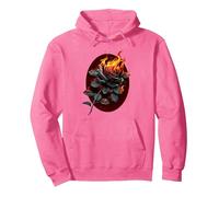 Spiral Original - Flaming Rose - Gothic Rose Pullover Hoodie, Adult Unisex, Bright Pink, Small