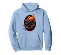 Spiral Original - Flaming Rose - Gothic Rose Pullover Hoodie, Adult Unisex, Dusty Blue, Medium