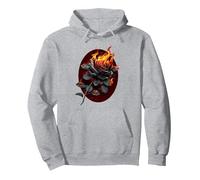 Spiral Original - Flaming Rose - Gothic Rose Pullover Hoodie, Adult Unisex, Heather Grey, Medium