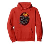 Spiral Original - Flaming Rose - Gothic Rose Pullover Hoodie, Adult Unisex, Red, X-Large