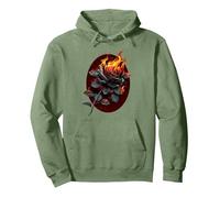 Spiral Original - Flaming Rose - Gothic Rose Pullover Hoodie, Adult Unisex, Sage Green, Medium