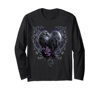 Spiral Original - Raven Heart - Gothic Ravens Long Sleeve T-Shirt, Adult Unisex, Black, Large