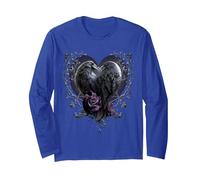 Spiral Original - Raven Heart - Gothic Ravens Long Sleeve T-Shirt, Adult Unisex, Royal Blue, Medium