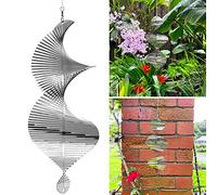 Spiral Oval Wind Chime Metal Garden Ornament Decor 360 Degrees Spinners Hanging Sign Tree Pendant Suncatcher For Outdoor Indoor Home Bedroom Living Room Window Corridor Yard Decoration (Oval)