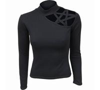 Spiral - Long Sleeve Top - Gothic Elegance - Pentagram Shoulder - M Black