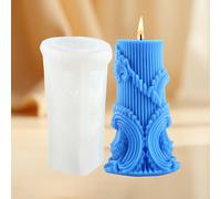 Spiral Pillar Candle Molds Baroque Carved Wave Cylinder Candle Silicone Mold Cylinder Candle Molds for Candle Home Decorate Candle Making Aromatherapy Gypsum Candles Clay Craft