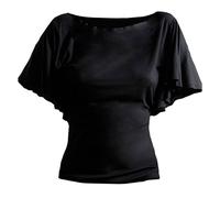 Spiral - Gothic Elegance - Boat Neck Bat Sleeve Top Black - M