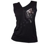 Spiral - Pocket Kitten - F Gathered Shoulder Slant Vest - L Black
