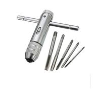 Spiral Pointed Tap Adjustable T-Handle Ratchet Tap Holder Wrench, Machine Screw Thread Metric, Bothway Hand Set Manual Tapping Tool Kit(M5-M12 Handle)