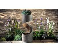 Spiral Rainfall Water Feature with Planter and LED Lights,Spiral Circular