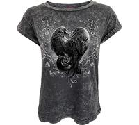 Spiral - Raven Heart - Acid Wash Turnup Sleeve - M Black