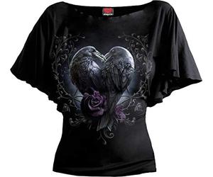 Spiral - Raven Heart - Boat Neck Bat Sleeve Top Black - L