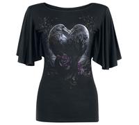 Spiral - Raven Heart - Boat Neck Bat Sleeve Top Black - 3XL