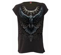 Spiral - Raven Skull - Turnup Sleeve Loosefit Tee - XL Black
