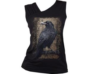 Spiral - Raven Wise - Gathered Shoulder Slant Vest Black - L