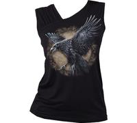 Spiral - Raven Wise - Wings - Gathered Shoulder Slant Vest Black