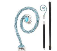 Spiral Rhinestone Walking Cane, Blue Crystal Silver Decorative Stick, for Wedding Party Cosplay Stage Performance Collection
