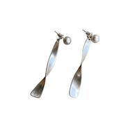 Spiral Ripple Ribbon Drop Earrings for Women, Silver Infinity Curve Dangling Elegant Wedding Party Jewelry Gifts