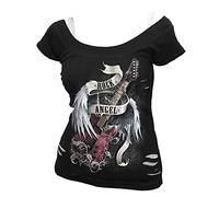Spiral - Rock Angel - 2in1 White Ripped Top Black