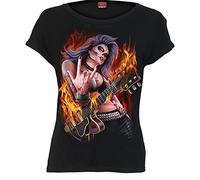 ROCKING THE DEAD - Boatneck Cap Sleeve Top Black Spiral Black XL