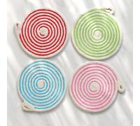 Spiral Rope Coaster Set of 4 Cotton Rope Drink Mats for Hot Beverages Rustic Coffee Table Decor Housewarming Gift