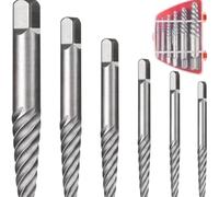 Spiral Screw Extractor Set 6 Pieces CrMo Steel for Extracting Broken Screws and Bolts with Metric and Inch Sizes Ranging from to M25 Suitable for Automotive and DIY Projects