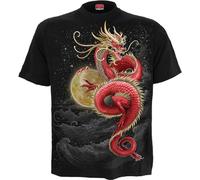 SHENLONG - Front Print T-Shirt Black Spiral Black L