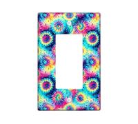 Spiral Single Rocker Light Switch Cover, Bohemian Vibrant Burst Dot Summer Blue Plastic Standard Size Decorative Wall Plates for Living Room Bedroom Home Office Decor