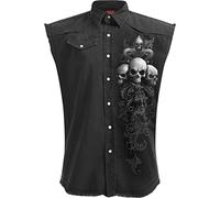 Spiral - Skull Scroll - Sleeveless Stone Washed Worker Black - L