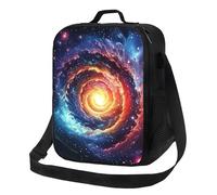Spiral Space Galaxy Lunch Bag for Boys Girls, Star in Milkway Nebula Lunch Box for Boys Girls Reusable Portable Waterproof Lunch Bags with Adjustable Shoulder Strap and Side Pocket