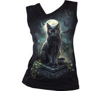 Spiral - SPELL BOUND - Gathered Shoulder Slant Vest Black